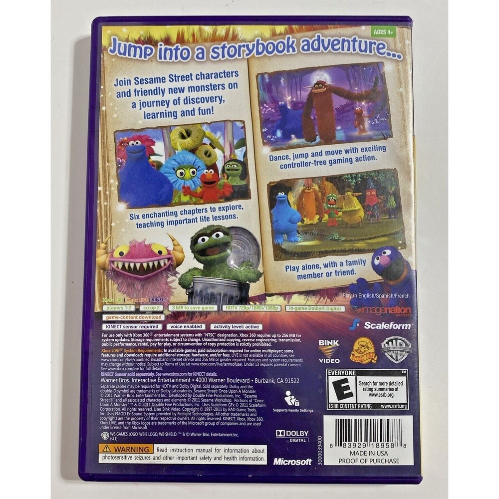 Sesame Street: Once Upon a Monster (Requires Kinect) Xbox 360 Complete Working - Picture 2 of 9
